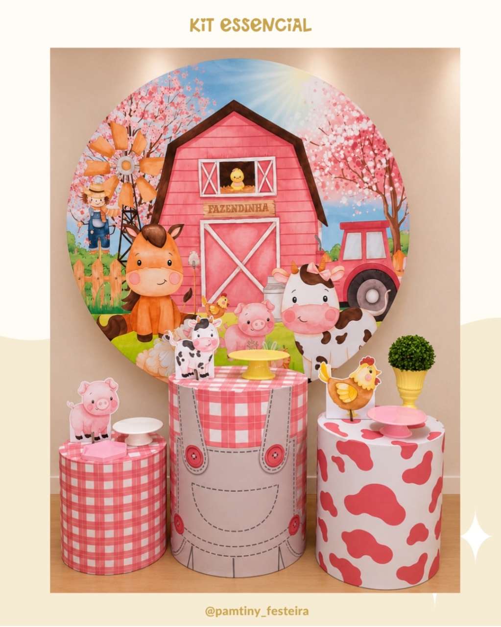 Kit Essencial Fazendinha Rosa - Pamtiny Festeira 