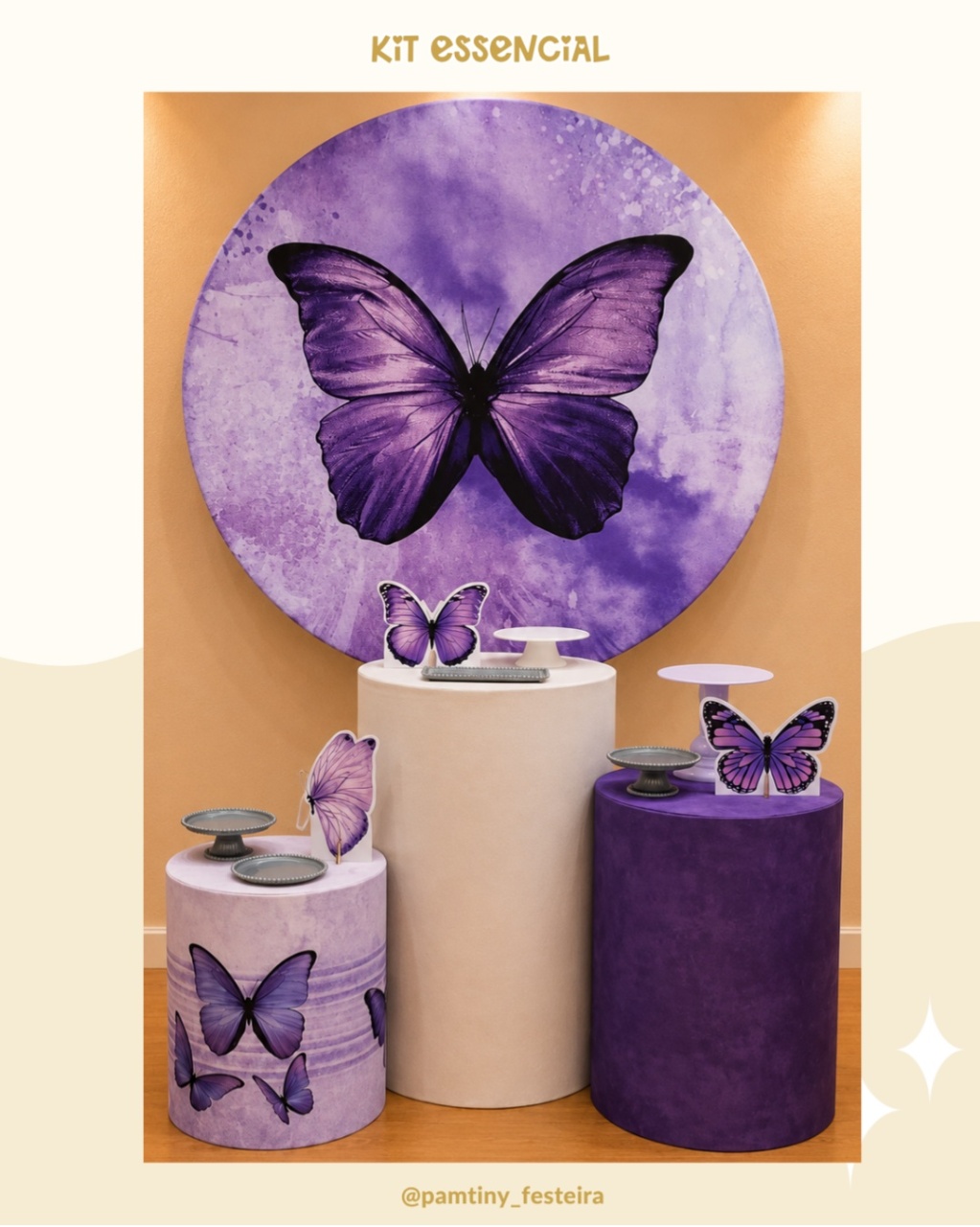Kit Essencial Borboletas Lilás E Branco - Pamtiny Festeira 