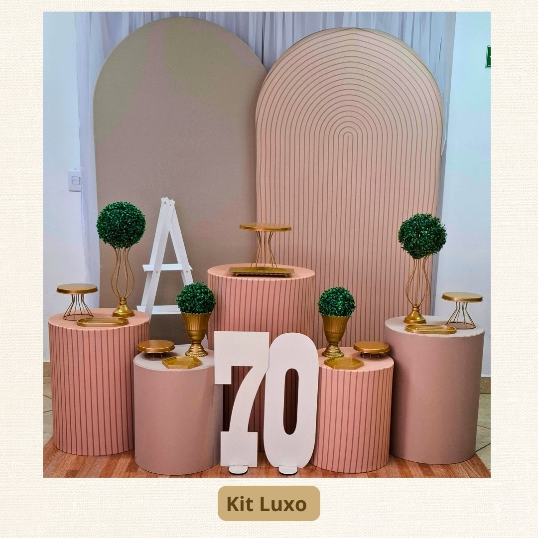 Kit Luxo Bege E Dourado  Romano  - Pamtiny Festeira 