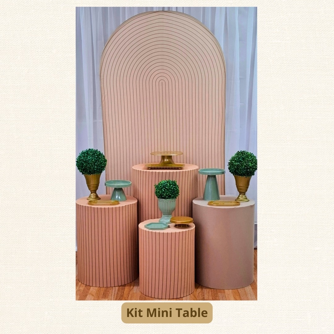 Kit Mini Table Verde E Dourado  Romano - Pamtiny Festeira 