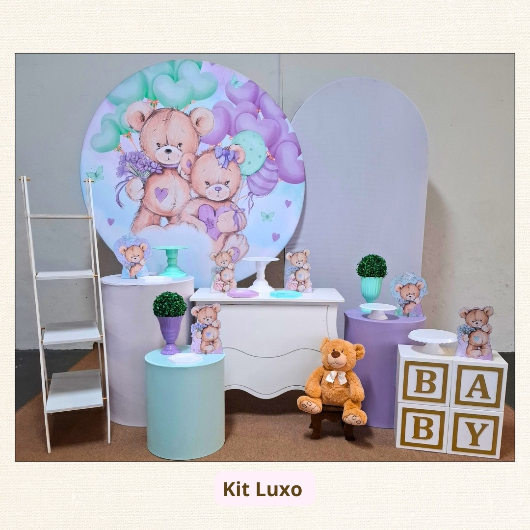 Kit Luxo Revelação  Lilás  E Verde   - Pamtiny Festeira 
