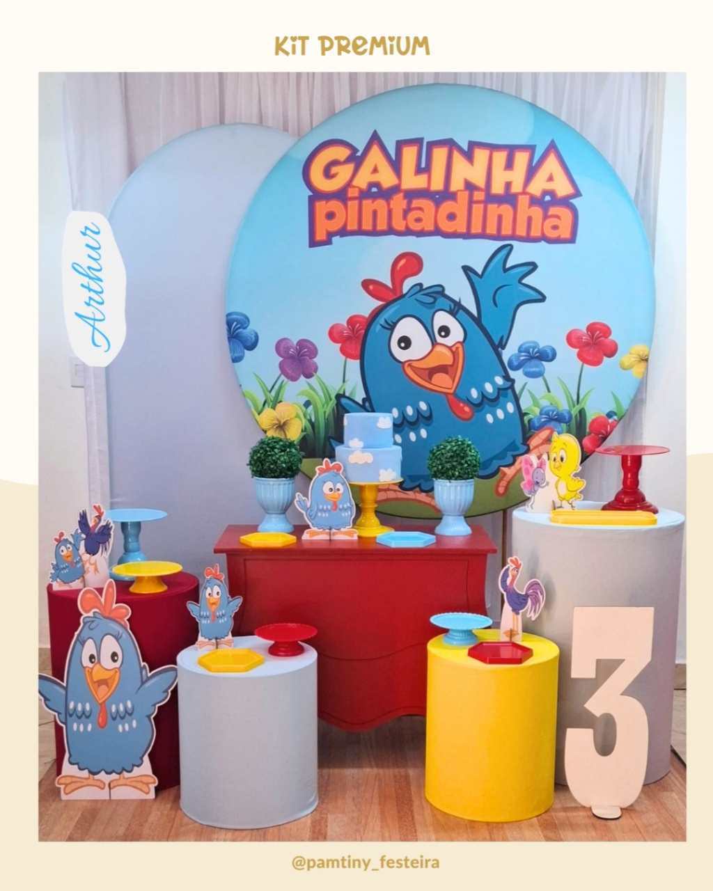 Kit Premium Galinha Pintadinha - Pamtiny Festeira 