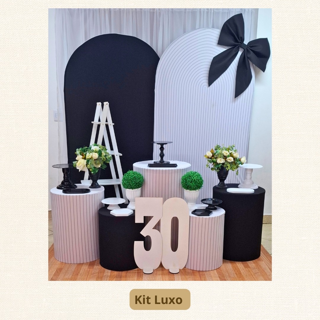 Kit Luxo Laços Preto E Branco - Pamtiny Festeira 