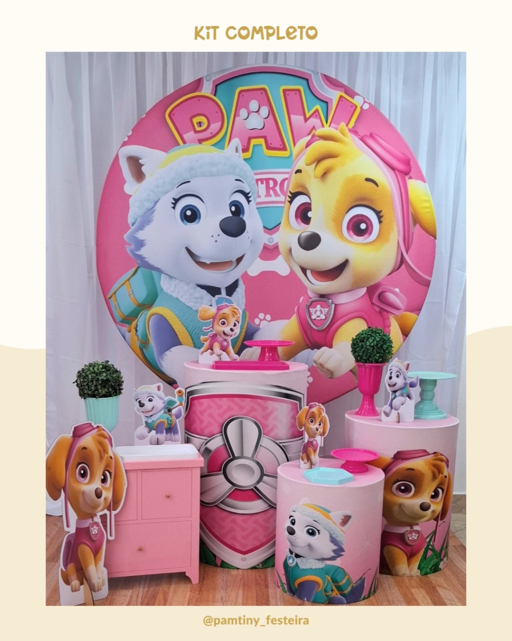 Kit  Completo Patrulha Canina Rosa - Pamtiny Festeira 
