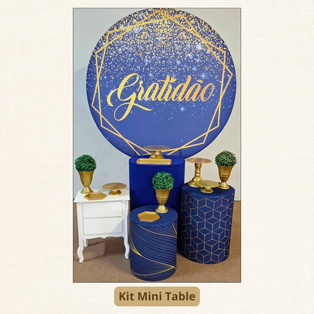 Kit Mini Table Gratidão Azul   - Pamtiny Festeira 