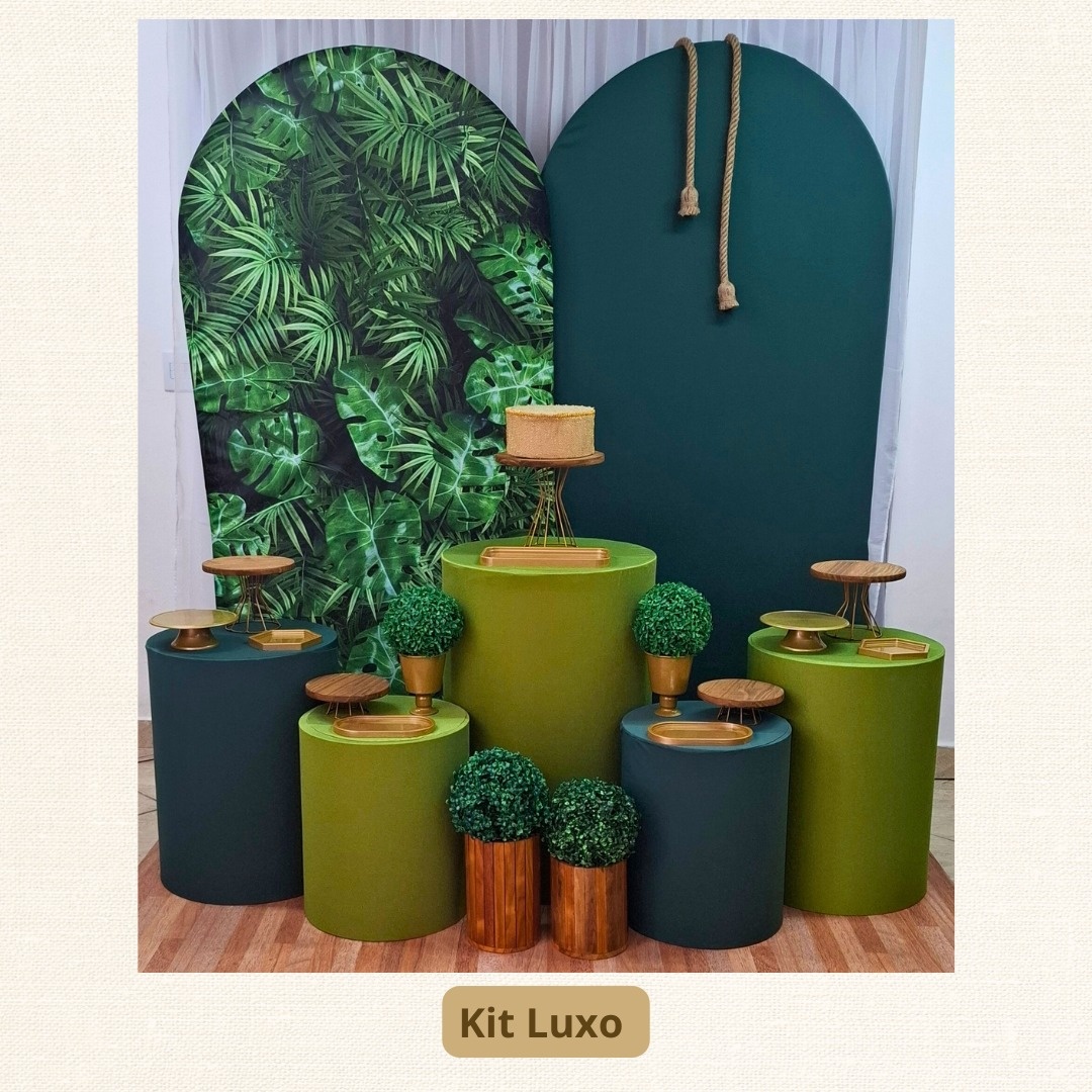 Kit Luxo Verde  E Dourado Costela de Adão - Pamtiny Festeira 