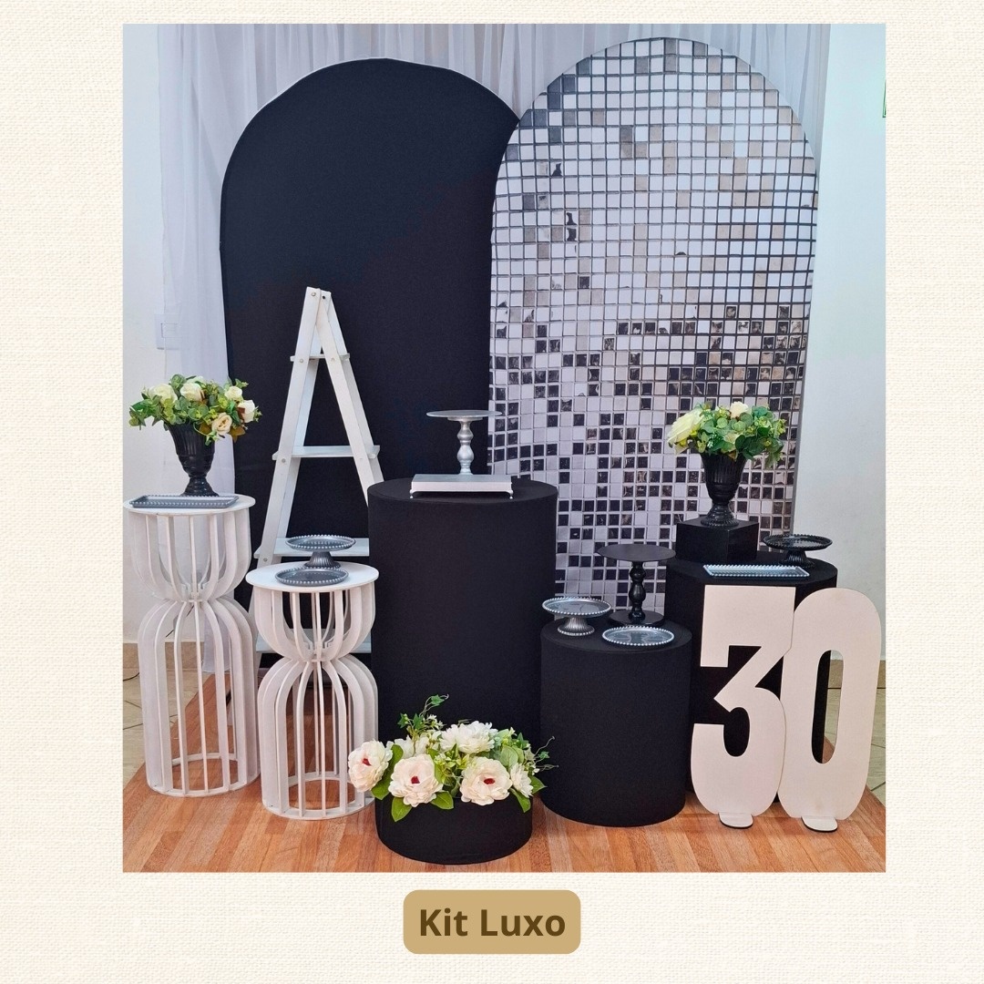 Kit Luxo Preto E Prata - Pamtiny Festeira 