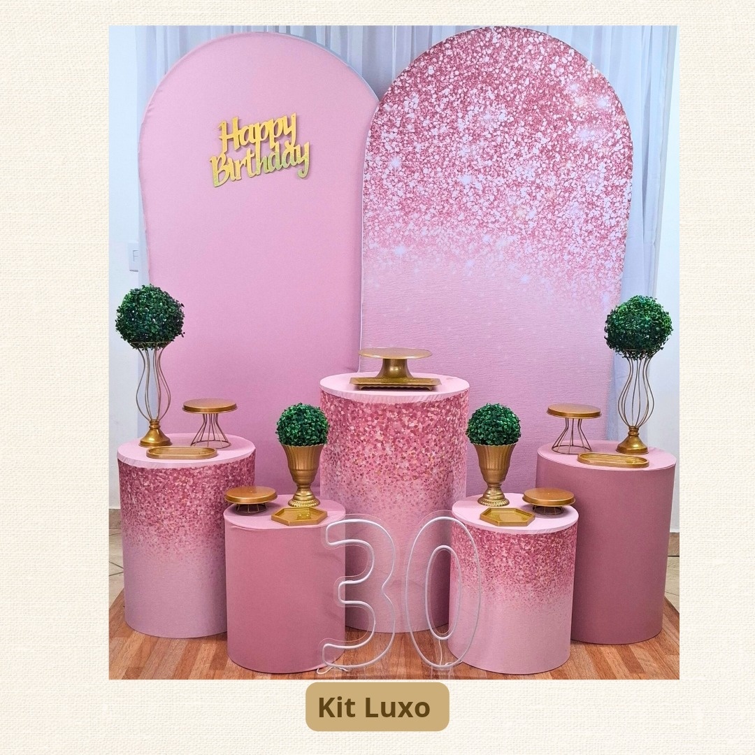 Kit Luxo Romano Rose E Dourado - Pamtiny Festeira 
