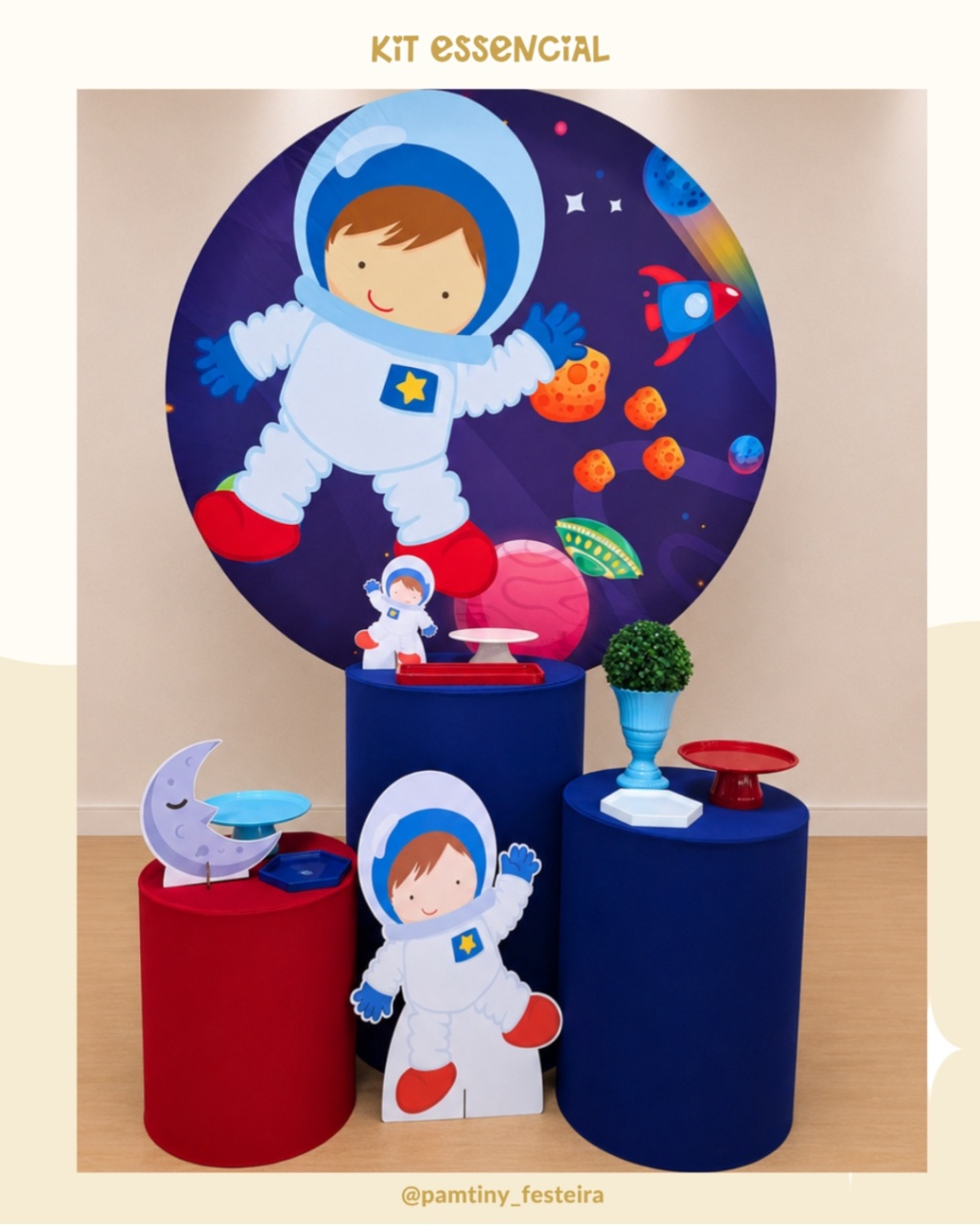 Kit Essencial Astronauta Azul E Vermelho - Pamtiny Festeira 