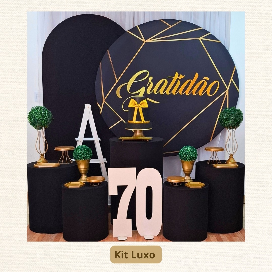 Kit Luxo Gratidão Preto   - Pamtiny Festeira 