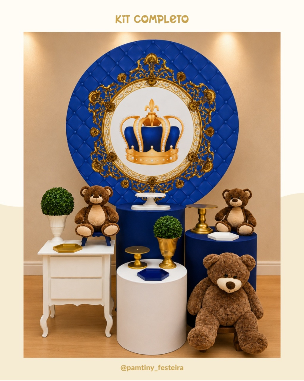 Kit Completo Realeza Azul E Branco - Pamtiny Festeira 