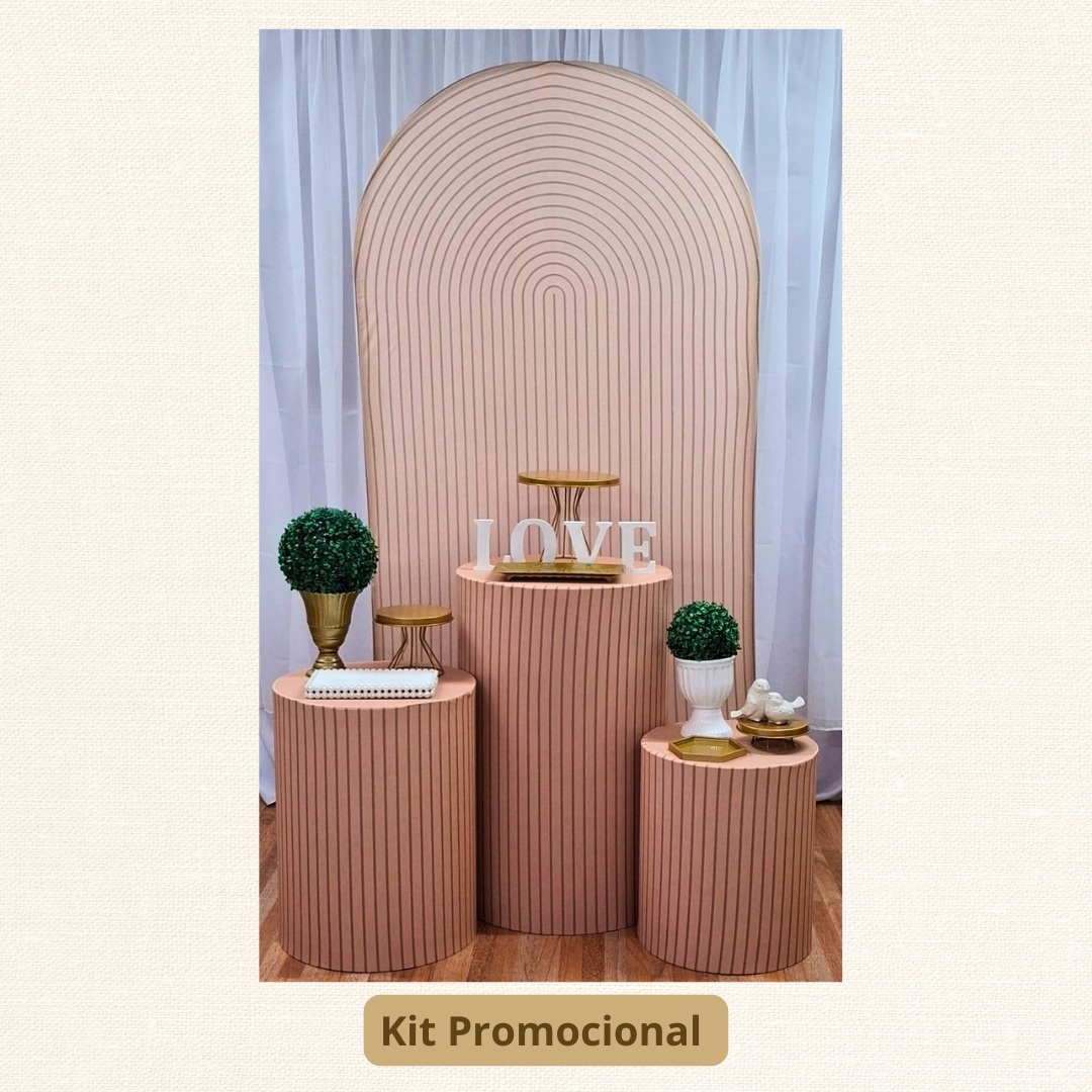 Kit Promocional Casamento/Noivado Bege E Dourado  Romano  - Pamtiny Festeira 