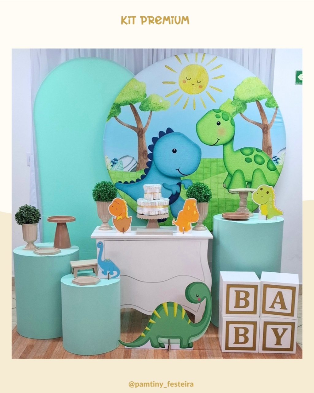 Kit Premium Dino Baby Verde - Pamtiny Festeira 