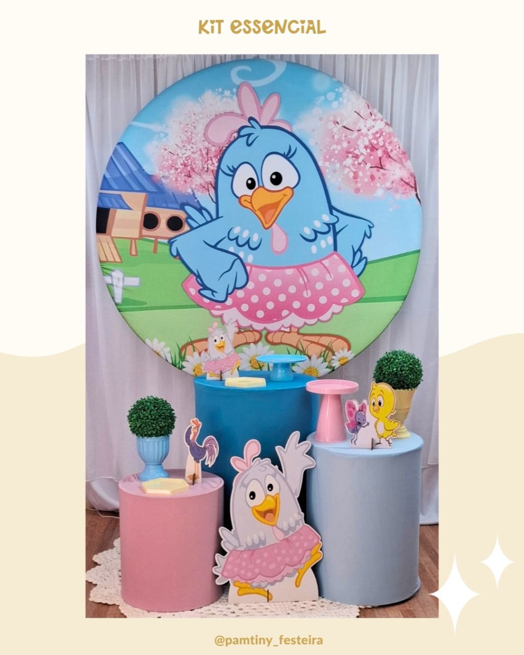 Kit  Essencial Galinha Pintadinha Rosa  - Pamtiny Festeira 