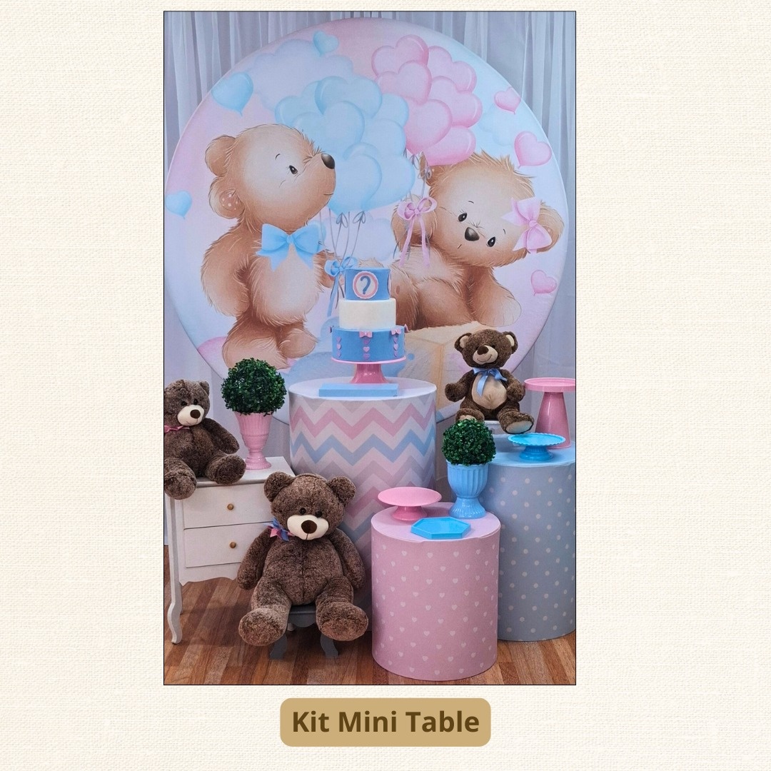 Kit Mini Table Chá Revelação Rosa E Azul  - Pamtiny Festeira 