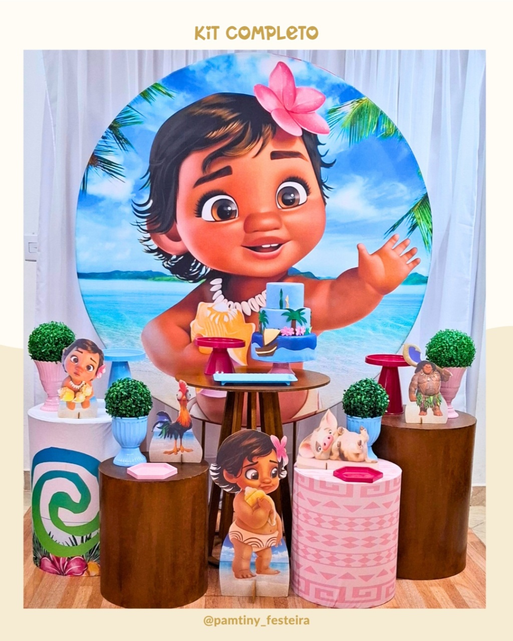 Kit Completo Moana Baby Rustico - Pamtiny Festeira 