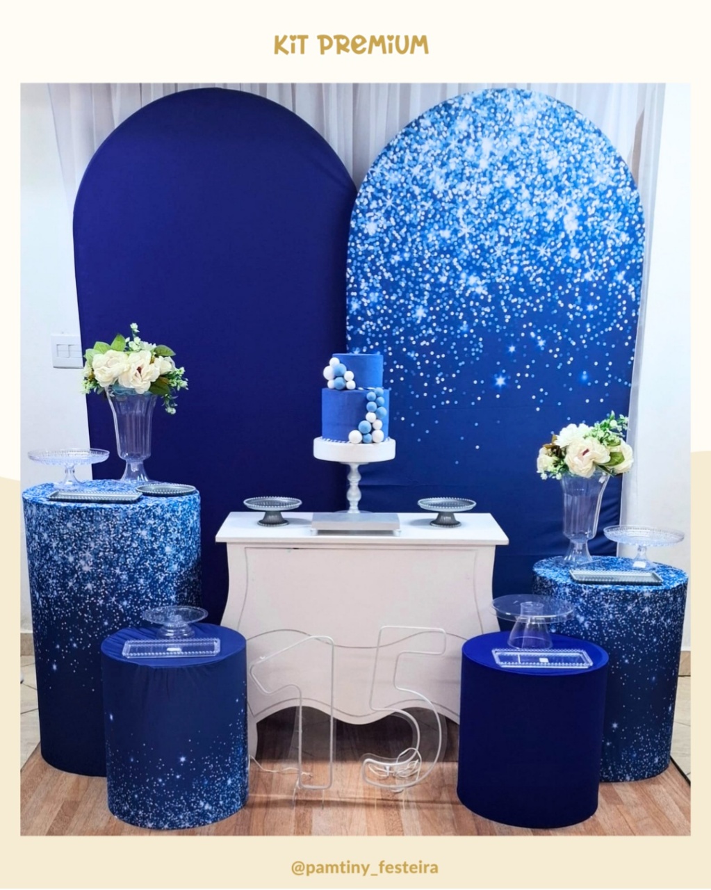 Kit Premium Azul Marinho Glitter - Pamtiny Festeira 