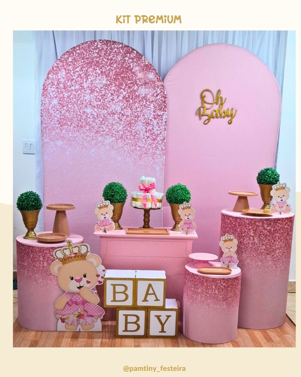 Kit  Premium Ursa Princesa Romano - Pamtiny Festeira 
