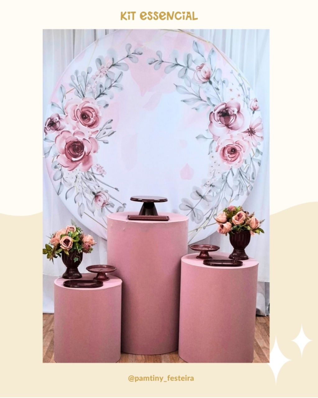Kit Essencial Floral Rosa E Vermelho - Pamtiny Festeira 