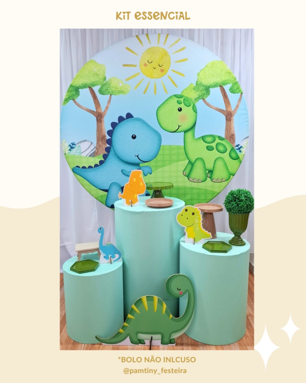 Kit Essencial  Dino Baby Verde - Pamtiny Festeira 