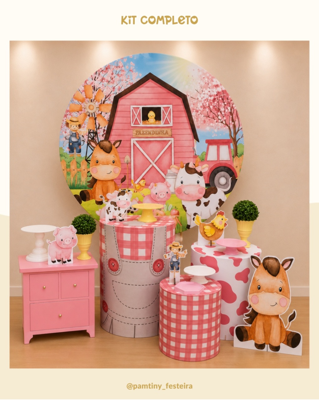 Kit Completo Fazendinha Rosa - Pamtiny Festeira 