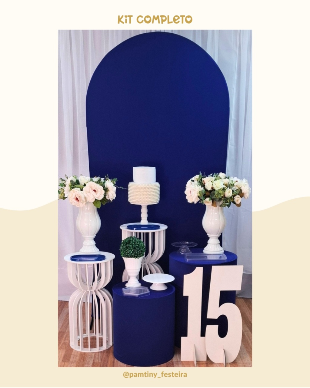 Kit Completo Azul Marinho E Branco Romano - Pamtiny Festeira 