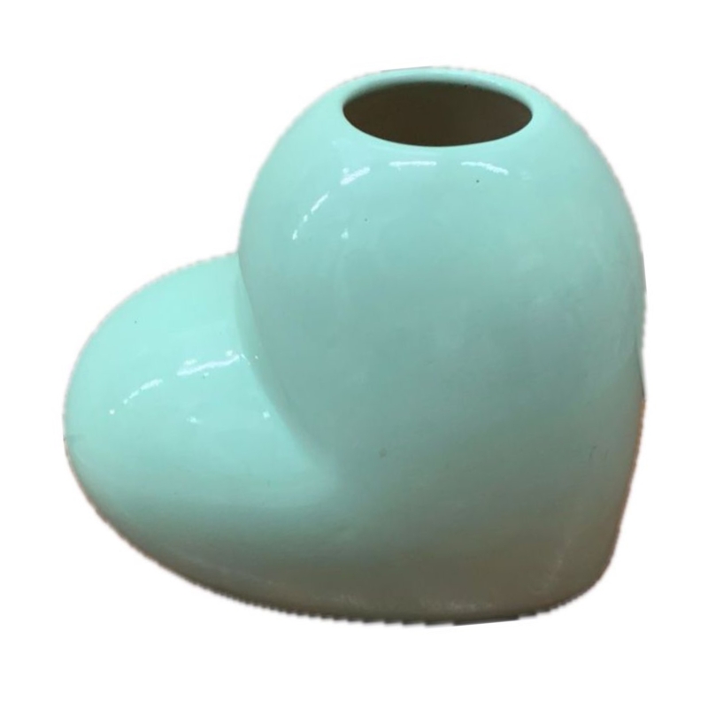 Vaso Coração Cerâmica Verde Candy - Jessica Souza de Macedo