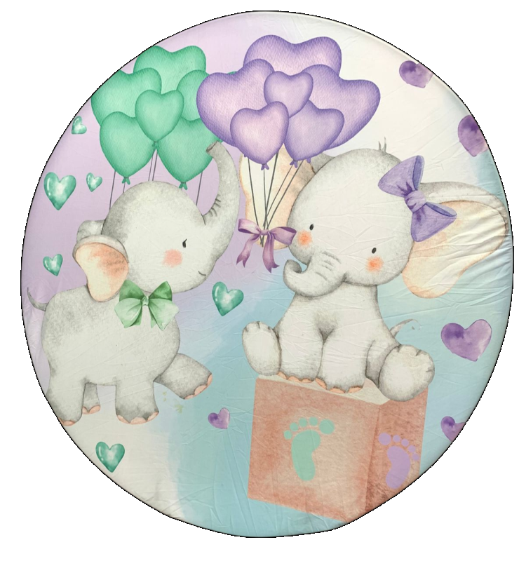 Painel Temático Chá Revelação Elefante (Lilas E Verde) - Jessica Souza de Macedo
