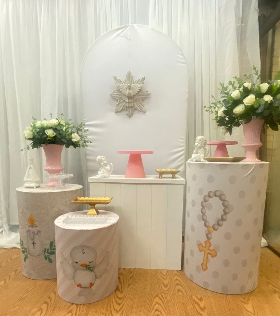 Pegue & Monte Batizado Rosa - Kit Prata - Jessica Souza de Macedo