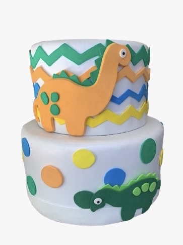 Bolo Fake Dino Baby - 2 Andares - Jessica Souza de Macedo