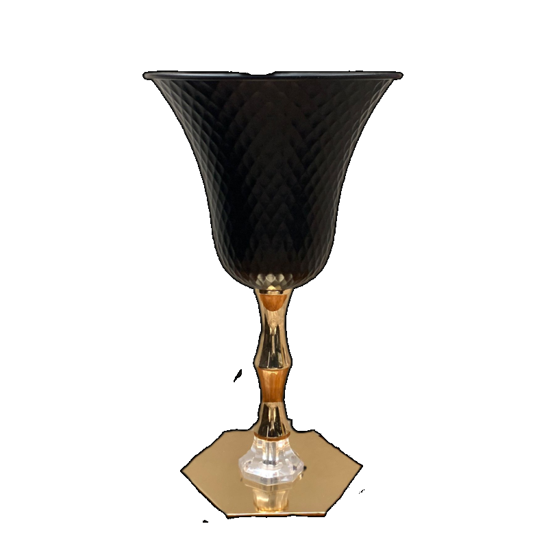 Vaso Metal Luxo Preto/Dourado M - Jessica Souza de Macedo