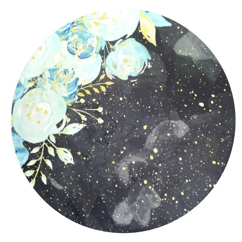 Painel Temático Flor (Azul Com Preto) - Jessica Souza de Macedo