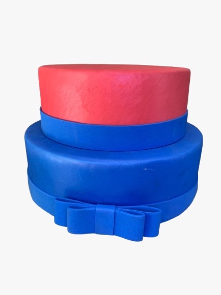 Bolo Fake Simples (Vermelho/Azul)- 2 Andares - Jessica Souza de Macedo