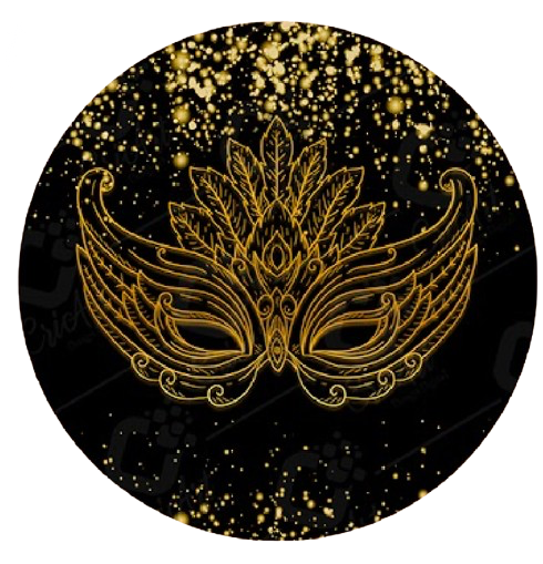 Painel Temático Glitter Preto/Dourado (Baile de Mascaras) - Jessica Souza de Macedo