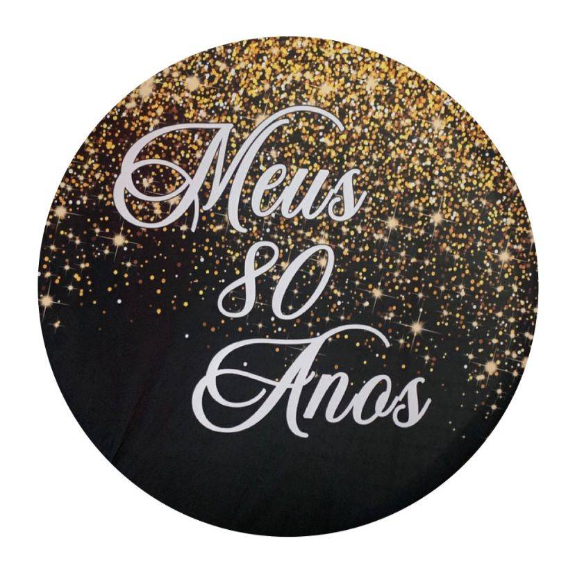 Painel Temático Glitter Preto/Dourado (Oitenta Anos) - Jessica Souza de Macedo