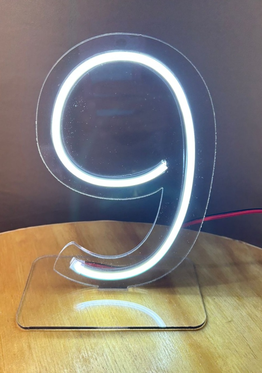  Led Mesa - Número 9 (20Cm) -  Cor Fria - Jessica Souza de Macedo