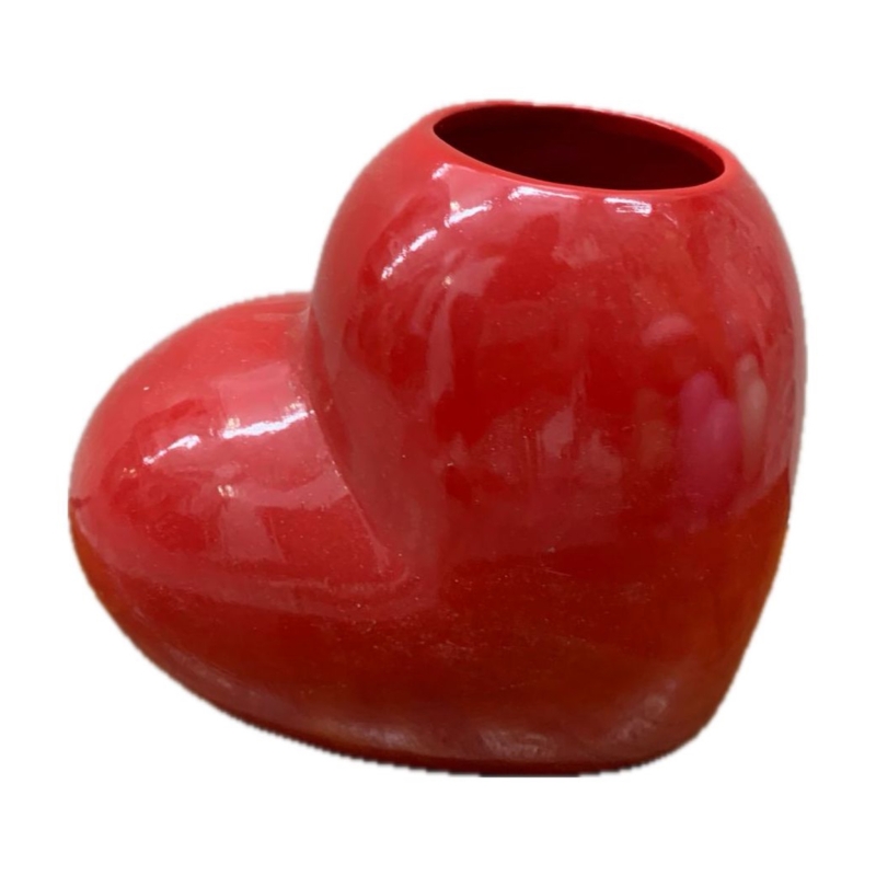 Vaso Coração Cerâmica Vermelho - Jessica Souza de Macedo