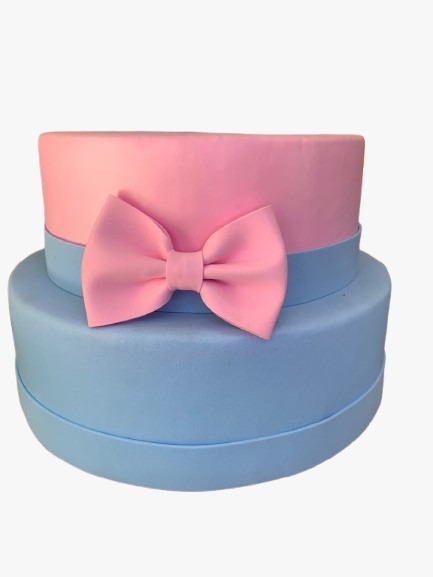 Bolo Fake Simples (Azul/Rosa)- 2 Andares - Jessica Souza de Macedo