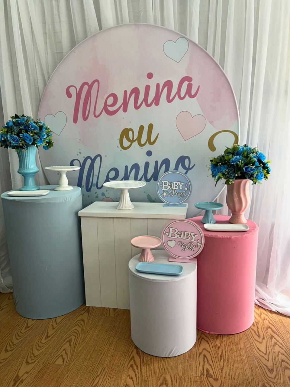 Pegue & Monte  - Chá Revelação Menina Ou Menino Rosa Com Azul - Kit Prata - Jessica Souza de Macedo
