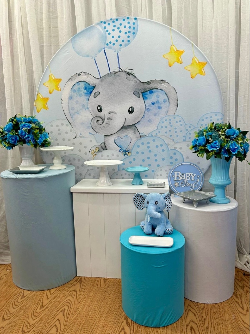  Pegue & Monte Elefantinho Azul Baby – Kit Prata - Jessica Souza de Macedo