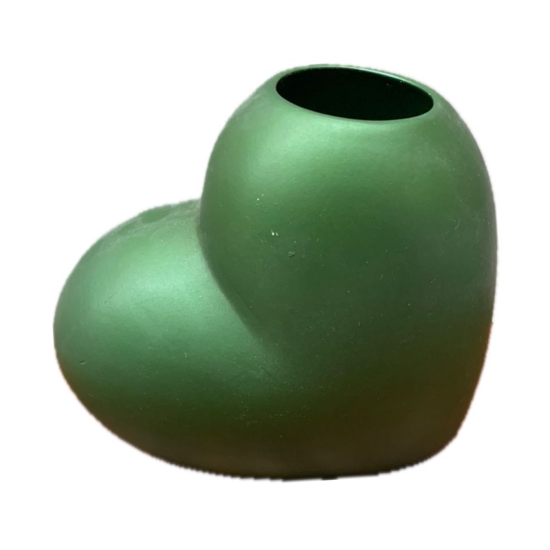 Vaso Coração Cerâmica Verde Militar - Jessica Souza de Macedo