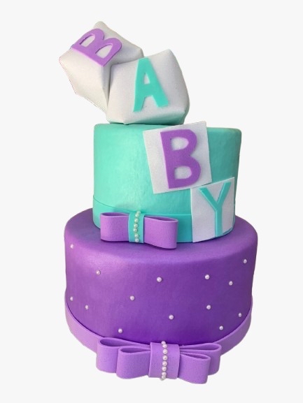 Bolo Fake Baby(Verde/Lilas) - 2 Andares - Jessica Souza de Macedo