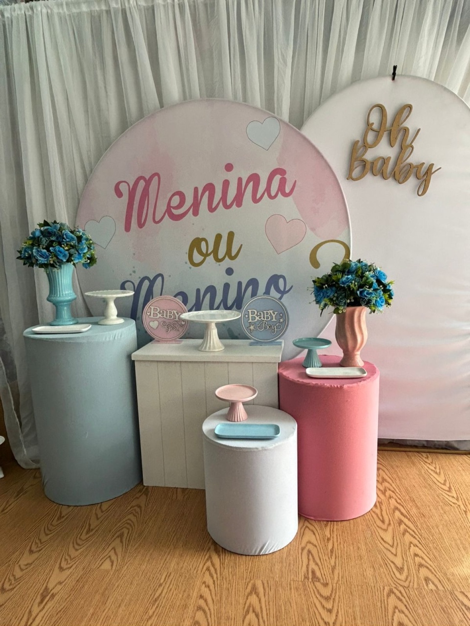 Pegue & Monte  - Chá Revelação Menina Ou Menino Rosa Com Azul - Kit Ouro - Jessica Souza de Macedo