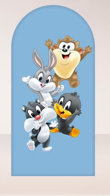 Painel Romano Baby Looney Tunes 2X1M Sublimado Em Tecido Capa Veste Fácil - Jessica Souza de Macedo