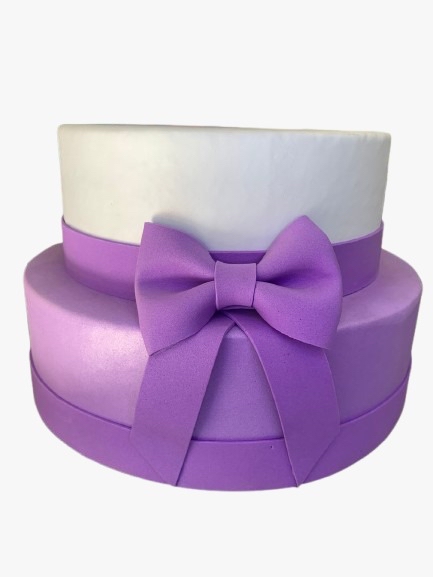 Bolo Fake Simples (Branco/Lilas)- 2 Andares - Jessica Souza de Macedo