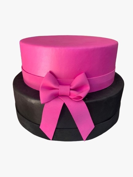 Bolo Fake Simples (Pink/Preto)- 2 Andares - Jessica Souza de Macedo