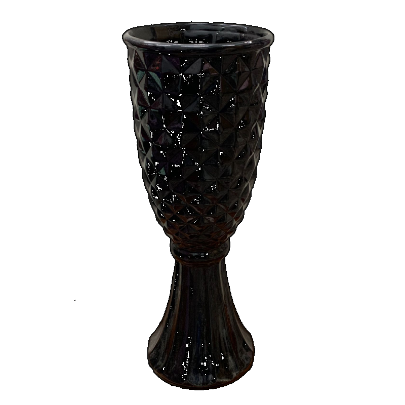 Vaso Diamante Cerâmica Preto Gg - Jessica Souza de Macedo