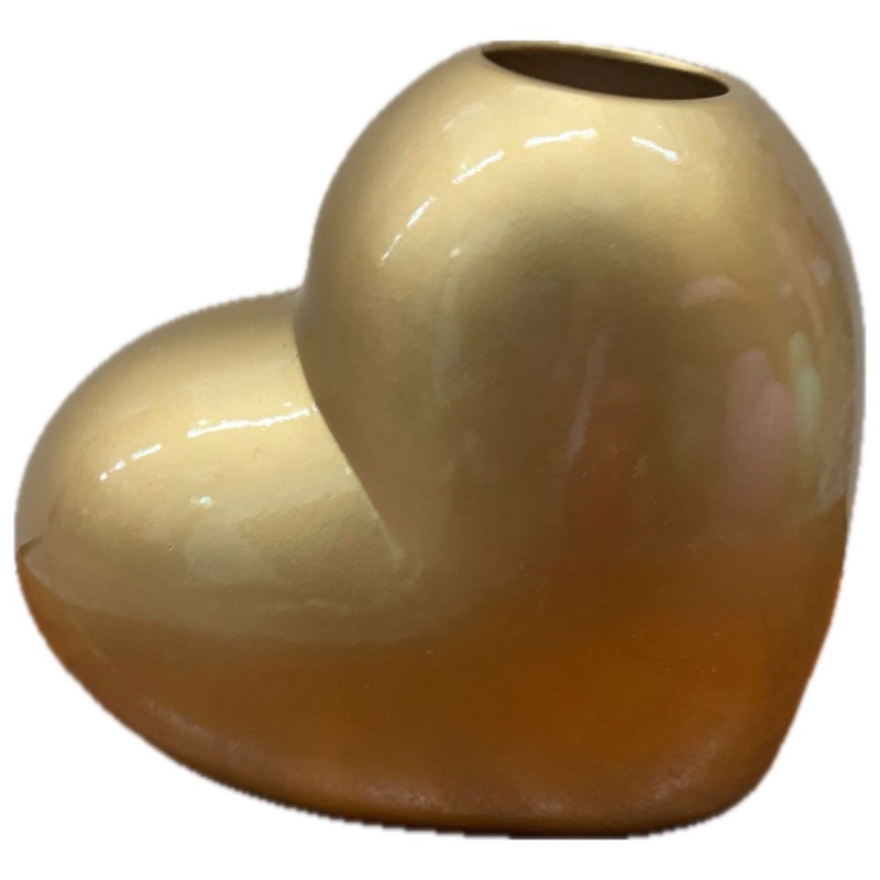 Vaso Coração Cerâmica Dourado - Jessica Souza de Macedo