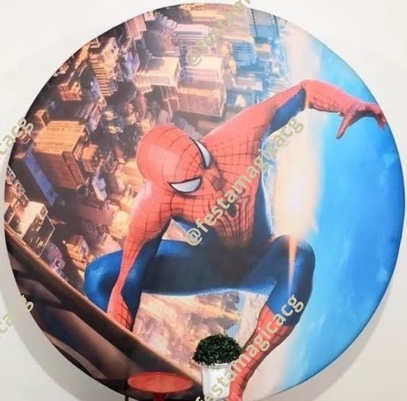 Capa Painel Redondo Homem Aranha Céu - Olivete Filgueira