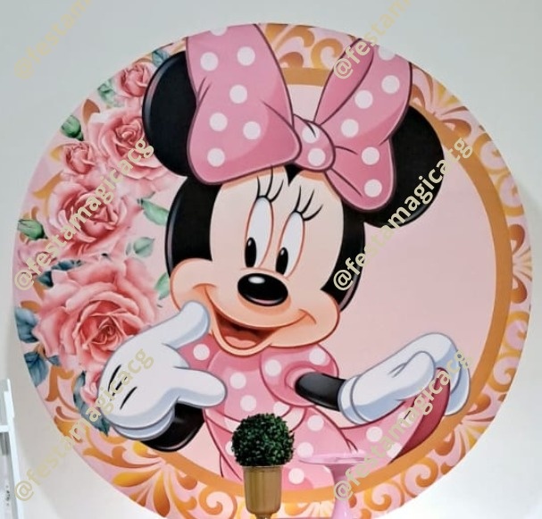 Painel Minnie Rosa E Dourado - Olivete Filgueira